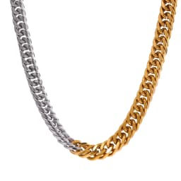 Yhpup 316L Stainless Steel Chain Necklace Minimalist Metalic Texture 18 K PVD Plated Statement Collar Necklace Jewelry Gift