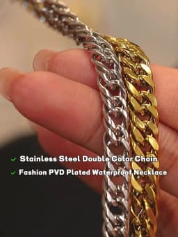 Yhpup 316L Stainless Steel Chain Necklace Minimalist Metalic Texture 18 K PVD Plated Statement Collar Necklace Jewelry Gift