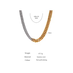 Yhpup 316L Stainless Steel Chain Necklace Minimalist Metalic Texture 18 K PVD Plated Statement Collar Necklace Jewelry Gift