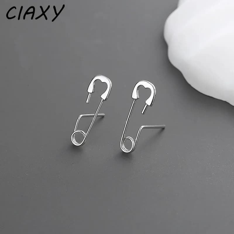 CIAXY Silver Color Irregular Pin Earrings for Men and Women Couples Personality Paper Clip Earring Gothic Jewelry Gifts