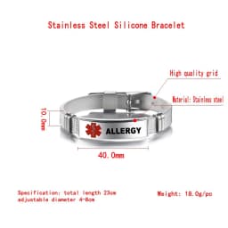 Medical Alert ID Bracelet Emergency First Aid Health Monitoring Laser Engraved Satinless Steel Adjustable Bracelet for Men Women