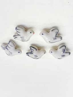 5PCS 19MM Pigeon Dove Ceramic Loose Beads DIY Jewelry Making Accessory Hand Paint Peace And Love Multicolor White Bird