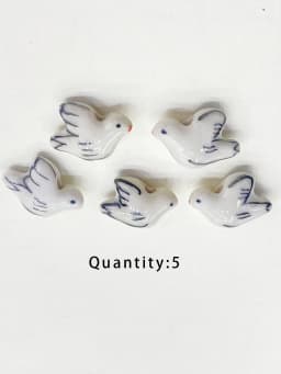 5PCS 19MM Pigeon Dove Ceramic Loose Beads DIY Jewelry Making Accessory Hand Paint Peace And Love Multicolor White Bird