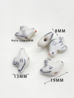 5PCS 19MM Pigeon Dove Ceramic Loose Beads DIY Jewelry Making Accessory Hand Paint Peace And Love Multicolor White Bird
