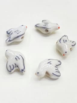 5PCS 19MM Pigeon Dove Ceramic Loose Beads DIY Jewelry Making Accessory Hand Paint Peace And Love Multicolor White Bird