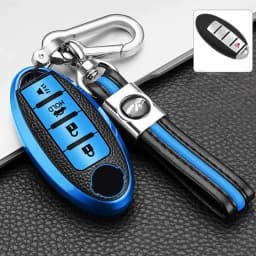 For Infiniti Nissan Altima Maxima Murano Rogue Sentra 370z Leather TPU Car 4Button Key Case Cover Keychain Protector Accessories