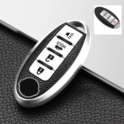 For Infiniti Nissan Altima Maxima Murano Rogue Sentra 370z Leather TPU Car 4Button Key Case Cover Keychain Protector Accessories