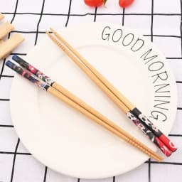Reusable 5Pairs Set Handmade Bamboo Japanese Style Natural Wood Chopsticks Sushi Food Cat Flower Multi Color Wooden Chopsticks