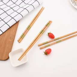 Reusable 5Pairs Set Handmade Bamboo Japanese Style Natural Wood Chopsticks Sushi Food Cat Flower Multi Color Wooden Chopsticks