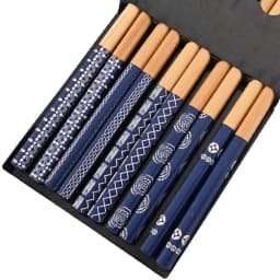 Reusable 5Pairs Set Handmade Bamboo Japanese Style Natural Wood Chopsticks Sushi Food Cat Flower Multi Color Wooden Chopsticks