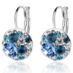 New Fashion Silver Crystals Earrings Leverback Dangle Hoop Earring Party Jewelry for Women Gifts