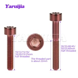 Yaruijia Titanium Bolts M5x10/12/16/18/20/23/25/30/35/40/45/50/55/60mm Allen Key for Bicycle Stem Seatpost Bike Parts