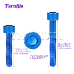 Yaruijia Titanium Bolts M5x10/12/16/18/20/23/25/30/35/40/45/50/55/60mm Allen Key for Bicycle Stem Seatpost Bike Parts