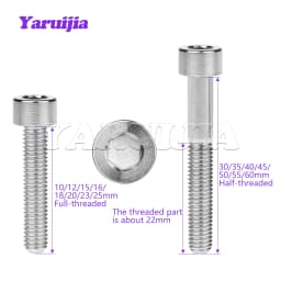 Yaruijia Titanium Bolts M5x10/12/16/18/20/23/25/30/35/40/45/50/55/60mm Allen Key for Bicycle Stem Seatpost Bike Parts
