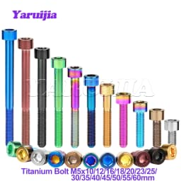 Yaruijia Titanium Bolts M5x10/12/16/18/20/23/25/30/35/40/45/50/55/60mm Allen Key for Bicycle Stem Seatpost Bike Parts