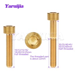 Yaruijia Titanium Bolts M5x10/12/16/18/20/23/25/30/35/40/45/50/55/60mm Allen Key for Bicycle Stem Seatpost Bike Parts