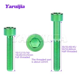 Yaruijia Titanium Bolts M5x10/12/16/18/20/23/25/30/35/40/45/50/55/60mm Allen Key for Bicycle Stem Seatpost Bike Parts