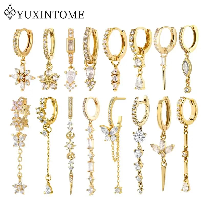 925 Sterling Silver Ear Needle Crystal Zircon Tassel Pendant Hoop Earrings Retro Small Fragrance Style High Jewelry Women Gifts
