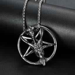 Gothic Vintage Pentagram Satanic Sheep Pendant Necklace For Men Punk Stainless Steel Biker Animal Necklaces Amulet Jewelry Gifts