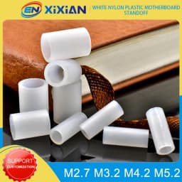 M2.7 M3.2 M4.2 M5.2 White Nylon Plastic Motherboard Standoff Rround Metric PC Computer Board Spacer PCB Hollow Non Threaded