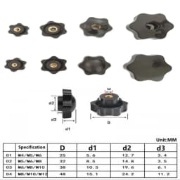 1/5pcs M4 M5 M6 M8 M10 M12 Female Thread Star Knob Handles Shaped Perforated / No Perforated Clamping Nuts Knobs