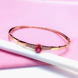 585 purple gold plated 14K rose gold inlaid crystal ruby bracelet for women charm light luxury wedding party fashion jewelry