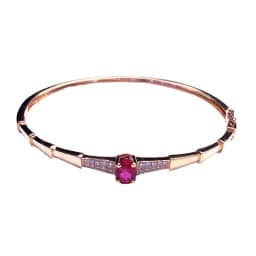 585 purple gold plated 14K rose gold inlaid crystal ruby bracelet for women charm light luxury wedding party fashion jewelry