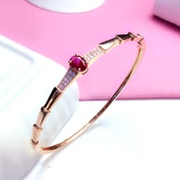 585 purple gold plated 14K rose gold inlaid crystal ruby bracelet for women charm light luxury wedding party fashion jewelry