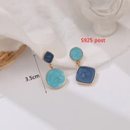 New Fashion Enamel Women Dangle Earrings Korean Flower Drop Geometric Statement Earrings for Female Wedding Ear Jewelry Aretes