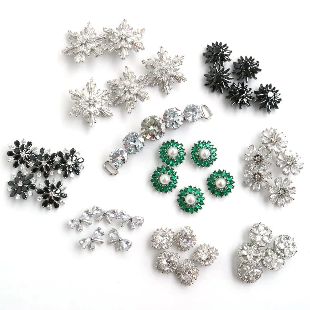 5pc Luxury Crystal Buttons Rhinestone Cubic Zirconia Button for Clothes Decorative CZ Sewing Cashmere Knit Cardigan