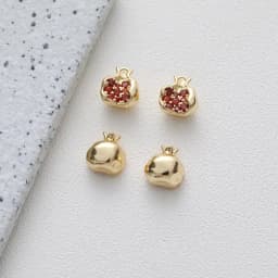 2PCS Design Pomegranate Shape Pendant Bracelet with Zircon DIY Necklace Brass Handmade 14k Gold Plated Accessories