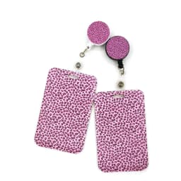 Pink Leopard Print Lanyard Credit Card ID Holder Bag Student Women Travel Card Cover Badge Car Keychain Decorations