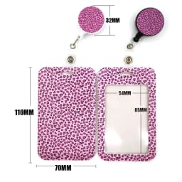 Pink Leopard Print Lanyard Credit Card ID Holder Bag Student Women Travel Card Cover Badge Car Keychain Decorations