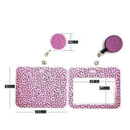 Pink Leopard Print Lanyard Credit Card ID Holder Bag Student Women Travel Card Cover Badge Car Keychain Decorations