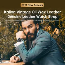 Luxury Italian Full Grain Leather Watch Band Men's Vintage Watch Strap With Butterfly Buckle Smart Watchband For Panerai