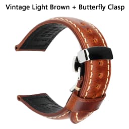 Luxury Italian Full Grain Leather Watch Band Men's Vintage Watch Strap With Butterfly Buckle Smart Watchband For Panerai