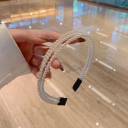 Three layer White Pearl Headbands for Women Handmade Wave Simple Hairbands Elegant Fashion Crown Retro Head Hoop Headdress