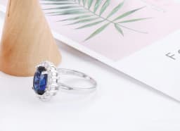 Princess Cut 3.2ct Created Blue Sapphire Ring Original 925 Silver Charms Engagement Jewelry Rings for Women