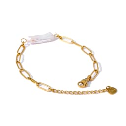 Yhpup Stainless Steel Natural Pearl Pendant Necklace Metal Chain High Quality Jewelry Gold Color Collar for Women Girls Gift