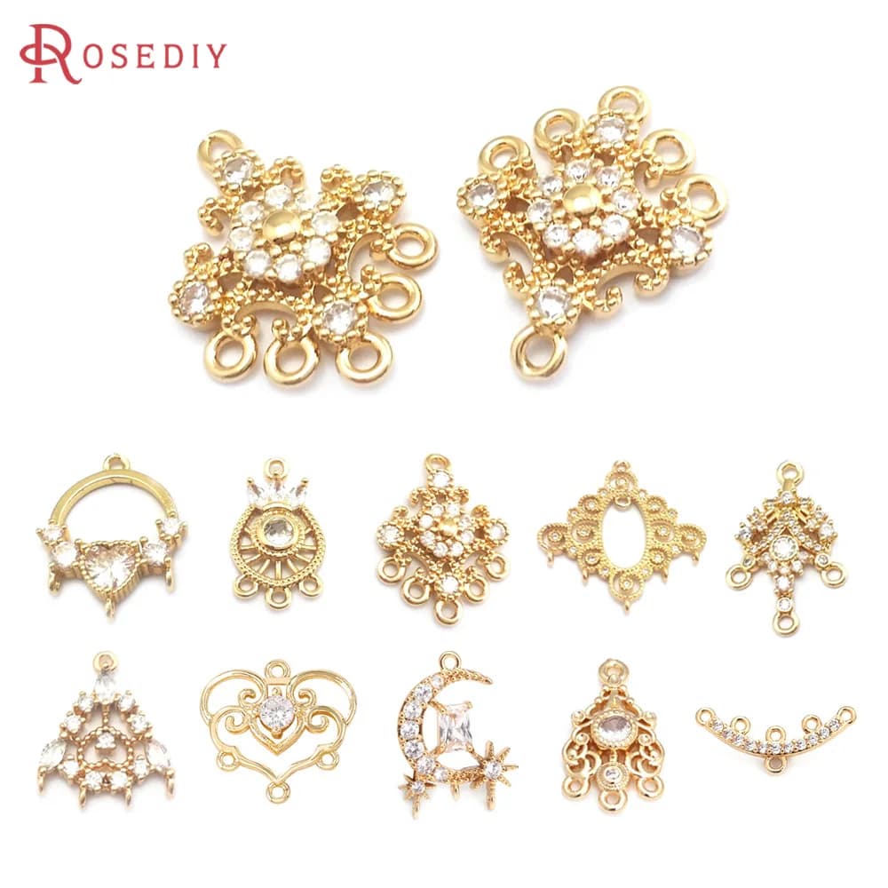 High Quality 18K Gold Color Brass and Zircon More Style Earrings Connect Charms Pendants Jewelry Making Diy Findings Accessories