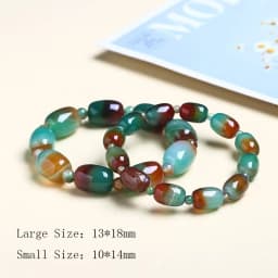 JD Natural Stone Colorful Green Peacock Agate Charm Bracelet Women Elegant Barrel Shape Healing Bangles Couples Jewelry Gift