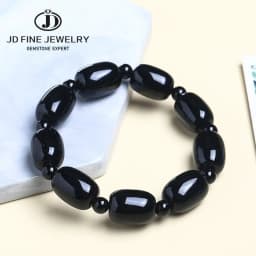 JD Natural Stone Colorful Green Peacock Agate Charm Bracelet Women Elegant Barrel Shape Healing Bangles Couples Jewelry Gift