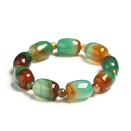 JD Natural Stone Colorful Green Peacock Agate Charm Bracelet Women Elegant Barrel Shape Healing Bangles Couples Jewelry Gift