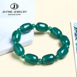 JD Natural Stone Colorful Green Peacock Agate Charm Bracelet Women Elegant Barrel Shape Healing Bangles Couples Jewelry Gift