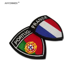 AHYONNIEX 1PC Country Flag Patch Shield Design Armband Backpack Stickers DIY Germany France Portugal England Special Personality