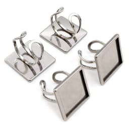 5pcs/Lot 20mm Inner Size Square/Rouind Stainless Steel Adjustable Ring Settings Blank Base,Fit 20mm Glass Cabochons Ring Bezels