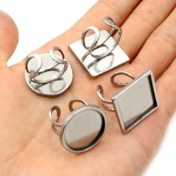 5pcs/Lot 20mm Inner Size Square/Rouind Stainless Steel Adjustable Ring Settings Blank Base,Fit 20mm Glass Cabochons Ring Bezels