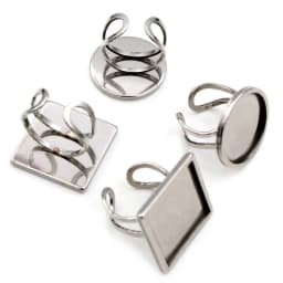 5pcs/Lot 20mm Inner Size Square/Rouind Stainless Steel Adjustable Ring Settings Blank Base,Fit 20mm Glass Cabochons Ring Bezels
