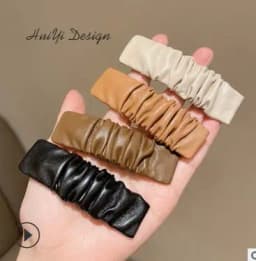 New fashion Korean Dongdaemun fold leather side clip hairpin Simple BB clip one-word hairpin