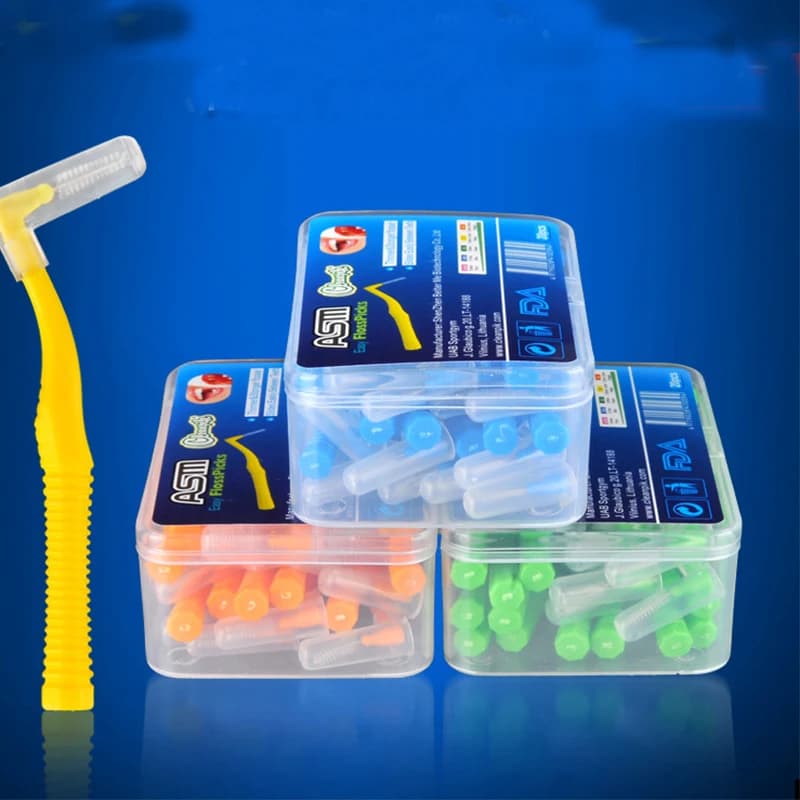 20Pcs/box L Shape Push-Pull Interdental Brush Orthodontic Toothpick Tooth Pick ToothBrush Oral Hygiene Care
